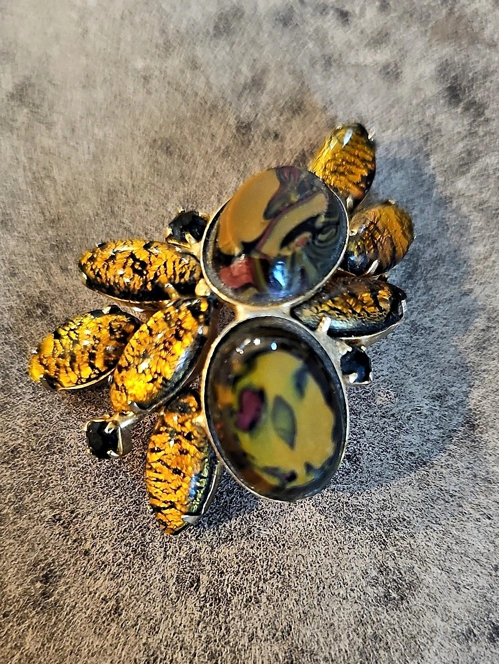 Gold & Blue Statement Brooch